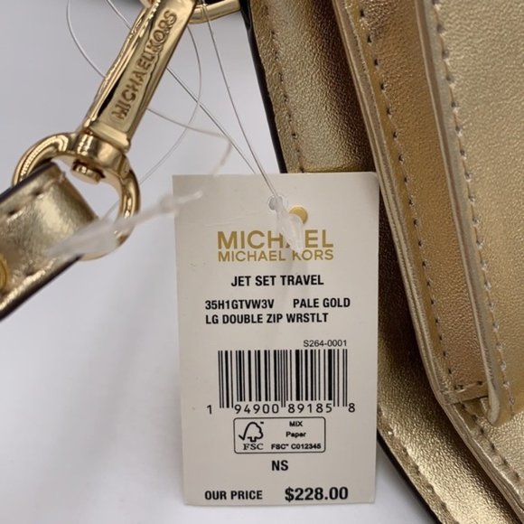 Michael Kors Large X Chain Sholder Tote & Large Double Zip Wallet Pale Gold - Picture 7 of 16